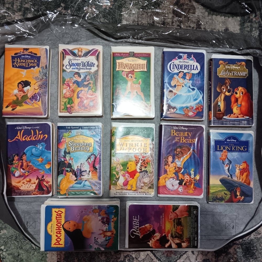 13 Disney Classic VHS ...ALL RARE , SOME BLACK DIAMONDS ALADDIN,  BEAUTY AND THE